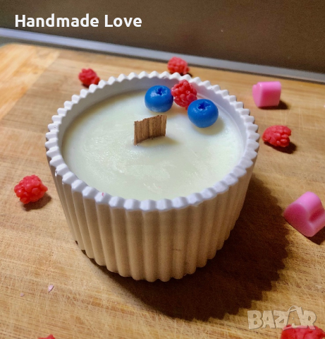 Соева свещ „Handmade love”🩷💙  , снимка 3 - Декорация за дома - 44588935