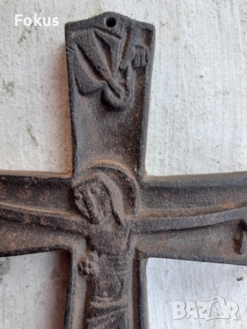 Стар кръст разпятие лят чугун, снимка 3 - Антикварни и старинни предмети - 53394692
