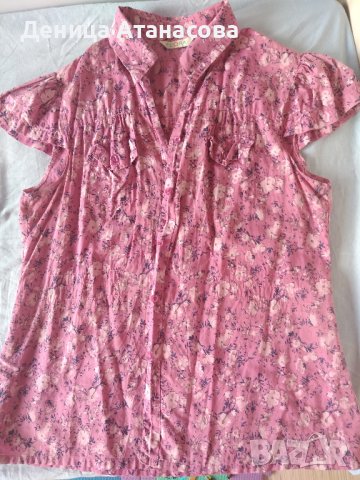 Блузки и потници, ризи с къс и дълъг ръкав, черно сатенено и дънкено бюстие размер М, снимка 13 - Потници - 41884937