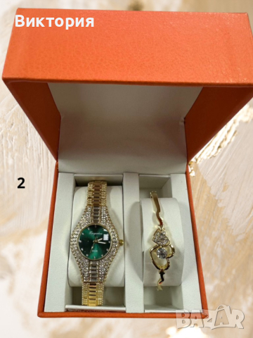 Подаръчен комплект часовник и гривна с кристали, снимка 2 - Подаръци за жени - 44792717