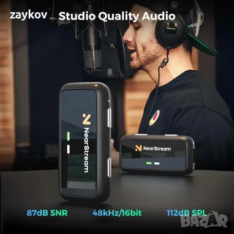 Безжична петлична микрофонна система NearStream, снимка 6 - Друга електроника - 48468357