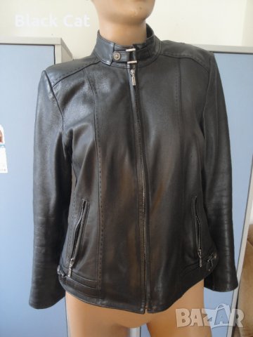 Стилно черно кожено дамско яке, естествена кожа, дамско палто, сако, дамска връхна дреха, манто, снимка 13 - Якета - 35973796