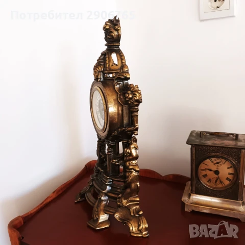 Стар каминен часовник механичен работещ, снимка 6 - Антикварни и старинни предмети - 50898927