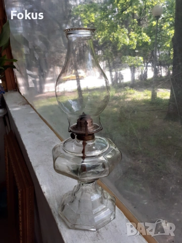 Стъклена газена лампа, снимка 3 - Антикварни и старинни предмети - 53384092