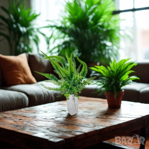 Декоративни аранжировки от изкуствени папрати и зелени растения – свеж акцент за всеки интериор, снимка 3 - Други стоки за дома - 52137845