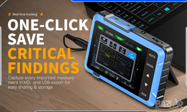 2в1 Цифров Осцилоскоп DSO510 10MHz 48MS/s Лента Честота 0-50KHz Сигнал Генератор ± 400V Напрежение, снимка 7 - Друга електроника - 53828088