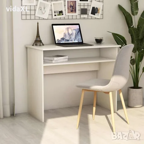 vidaXL Бюро, бяло, 90x50x74 см, инженерно дърво, снимка 2 - Бюра - 56147699