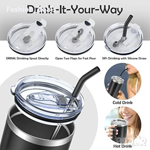 Нова изолирана вакумна чаша с 2 капак кафе топли и студени напитки, снимка 4 - Други стоки за дома - 41805520