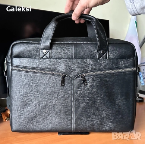 Мъжка елегантна офис чанта за лаптоп 15”/Бизнес куфарче от естест. кожа!, снимка 1 - Чанти - 53481102