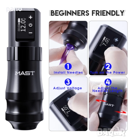 Mast Mini tattoo kit 2batery Нов комплект за татуиране/татуировки/татуси, снимка 7 - Друго оборудване - 52638517