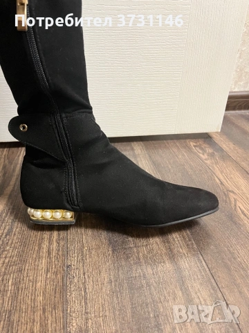 Велурени ботуши до коляното, снимка 2 - Дамски ботуши - 53486304