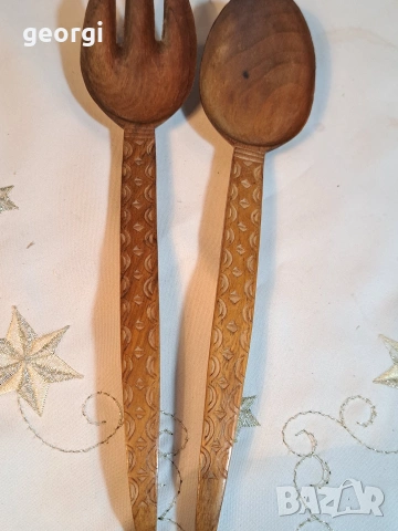 ретро дървени прибори за хранене дърворезба 34/1
