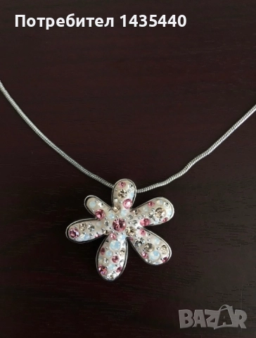 Колие Swarovski в нежно розово, снимка 5 - Колиета, медальони, синджири - 52427590