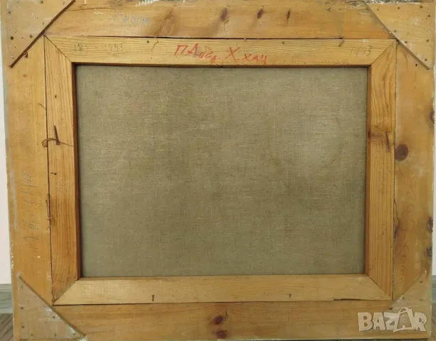 ПЕТКО АБАДЖИЕВ СТАРА БЪЛГАРСКА МАСЛЕНА КАРТИНА - КАРЛОВСКИ ДВОР 1943 , снимка 4 - Антикварни и старинни предмети - 48941545