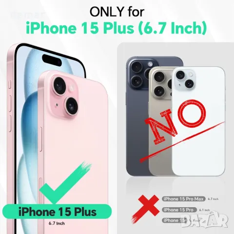 TUCCH кожен калъф за iPhone 15 Plus с отделение за карти, черен, снимка 2 - Калъфи, кейсове - 49790345