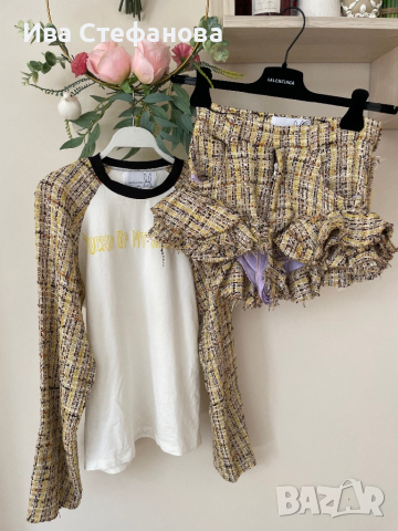букле  елегантен оригинален сет комплект от две части блуза и къси панталони къдрици Natasha Zinko, снимка 9 - Костюми - 44922473