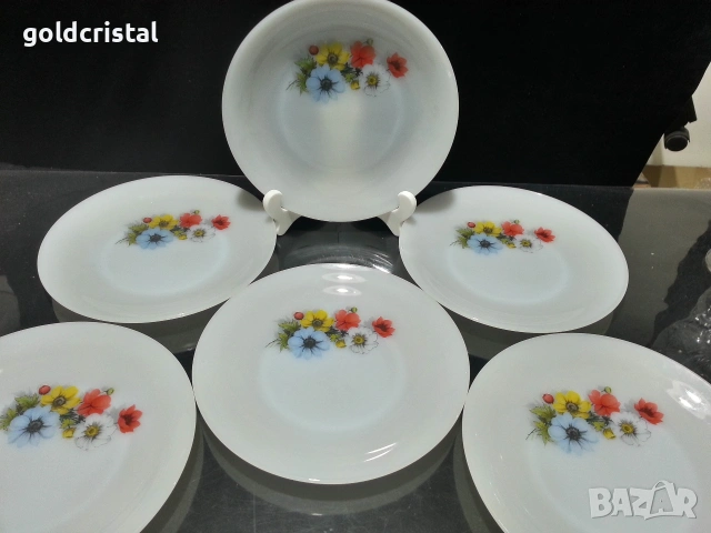 френски аркопал чинии за основно , снимка 5 - Антикварни и старинни предмети - 53231051