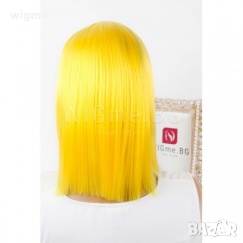 Къса права жълта лейс фронт перука Съни, снимка 5 - Аксесоари за коса - 36057319