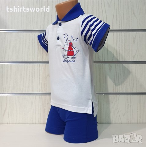 Ново детско комплектче: тениска с яка и трансферен печат Платноход+шорти, от 2-4 години, снимка 5 - Детски комплекти - 33899228