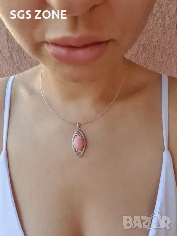 Сребърна Висулка с Лунен Камък, Сапфир, Розов Опал, снимка 3 - Колиета, медальони, синджири - 49870901