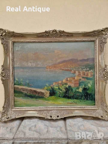 Много стара антикварна авторска картина масло  върху платно , снимка 3 - Антикварни и старинни предмети - 50479591
