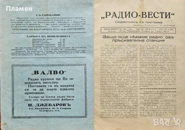 "Радио вести". Седмичникъ съ програма. Год. 1: Бр. 2 / 1929, снимка 2 - Антикварни и старинни предмети - 50323666