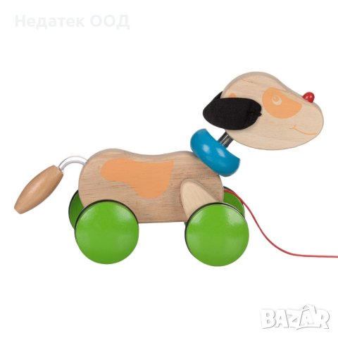 Дървено куче с колелца, 23x9x16см, снимка 1 - Игри и пъзели - 40265726