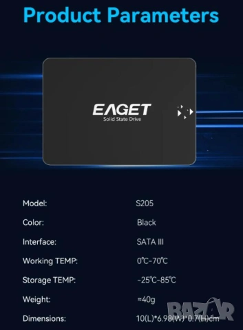 EAGET SSD 120GB SATAIII 6Gb/s 2.5" SATA R530/WR500 3D TLC Nand Flash NVME SMI TRIM NCQ S.M.A.R.T HDD, снимка 9 - Твърди дискове - 53507073