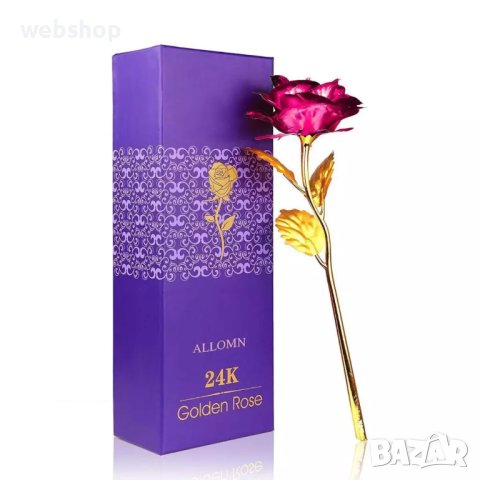 Вечна роза със златно покритие 24k Golden Rose, снимка 2 - Подаръци за жени - 41205089