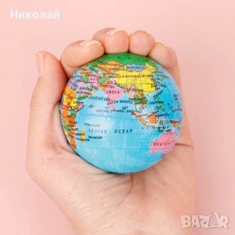 Малка топка планета земя , континенти държави , глобус, снимка 3 - Детски топки - 41982603