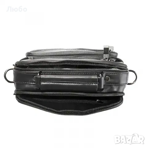 Мъжка чанта от естествена кожа (черна) SILVER FLAME - Много запазена, снимка 10 - Чанти - 53772823