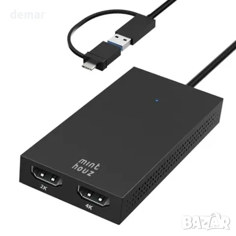 USB-C към Dual HDMI адаптер за 2 екрана 4K@30Hz, снимка 2 - Кабели и адаптери - 55933414