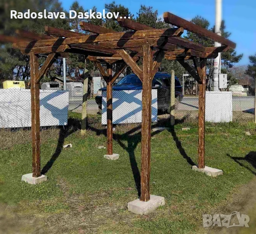 Дървена пергола за двор и градина, снимка 2 - Барбекюта - 53697857