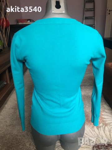 Тюркоазена блуза с дълъг ръкав, снимка 6 - Блузи с дълъг ръкав и пуловери - 35800331