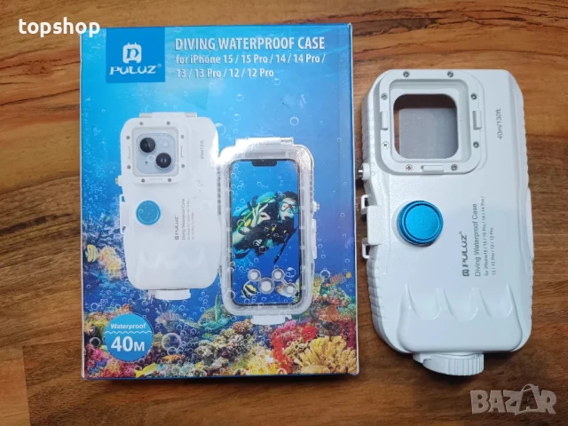 Водоустойчив калъф PULUZ 40M/130FT за iPhone 15/15 Pro/14/14 Pro/13/13 Pro/12/12 Pro, защитен корпус, снимка 7 - Калъфи, кейсове - 50493216
