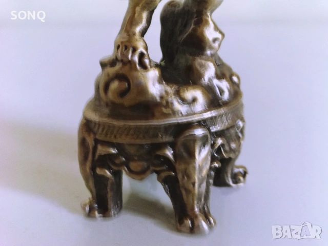 Страхотна Стара Колекционерска Бронзова Фигура Ангел-Херувим, снимка 5 - Колекции - 53354355