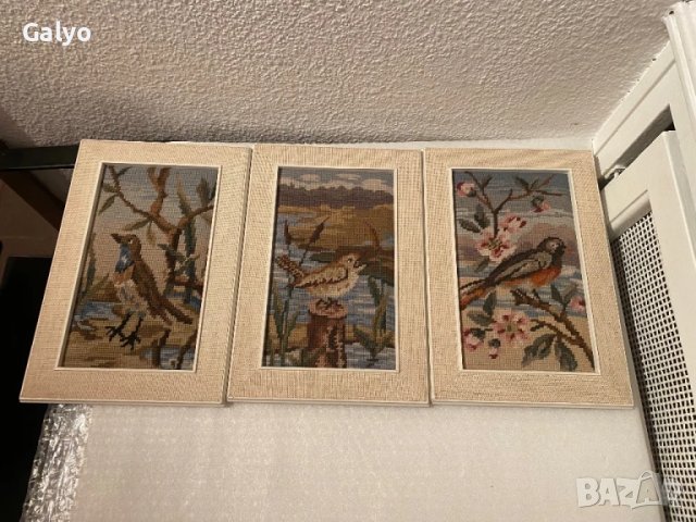 3 малки гоблена на птици, снимка 1
