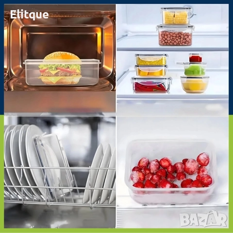 Комплект от 12 кутии за храна за обяд – пластмасови контейнери с капаци, снимка 6 - Други стоки за дома - 52860729