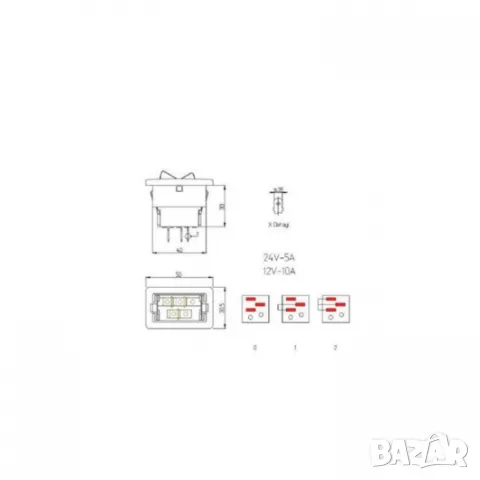 Трипозиционен ключ за фарове 12V/24V 50x40 mm, снимка 2 - Аксесоари и консумативи - 55865662
