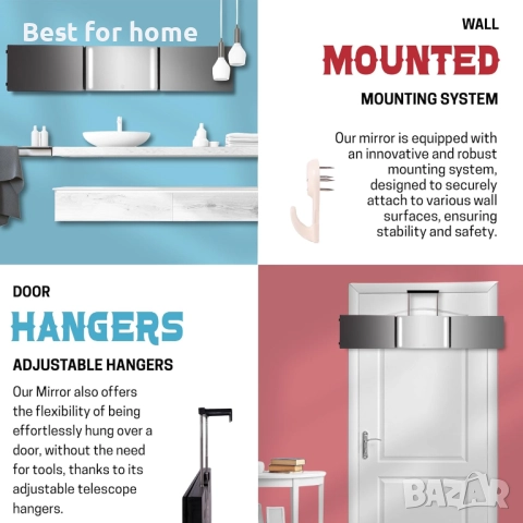 360° огледало - 3-странно огледало за самостоятелно подстригване, снимка 8 - Други стоки за дома - 52585341