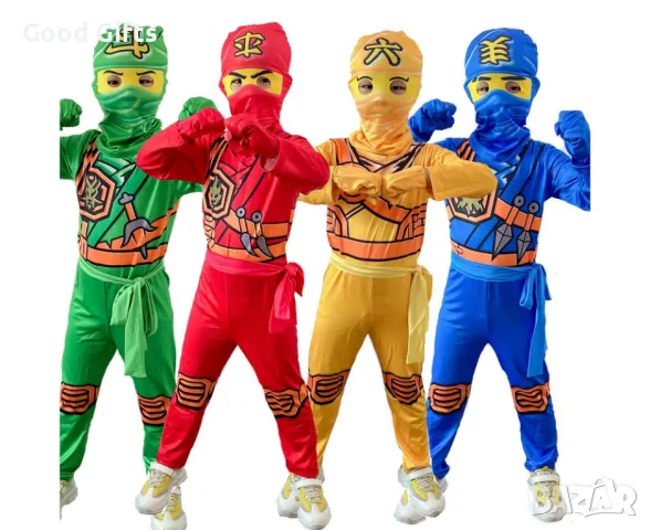 Детски Нинджа Костюм, Детски Костюм на Нинджа Син/Жълт/Червен/Зелен, снимка 2 - Детски комплекти - 47588315