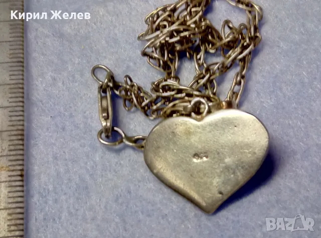 РОМАНТИЧНО СЕДЕФЕНО СРЕБЪРНО СЪРЧИЦЕ АРТ МЕДАЛЬОН СРЕБРО 925 със СРЕБЪРНА ВЕРИЖКА 27708, снимка 7 - Колиета, медальони, синджири - 50115973