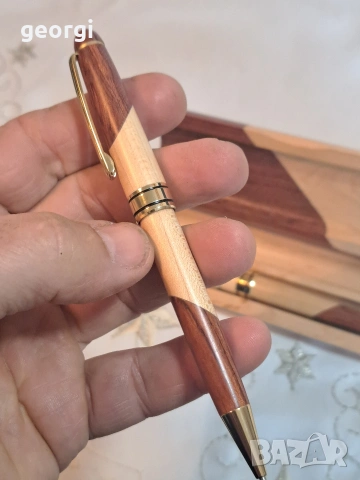 луксозен дървен комплект писалка и химикал в дървена кутия 34/2, снимка 5 - Антикварни и старинни предмети - 53845233