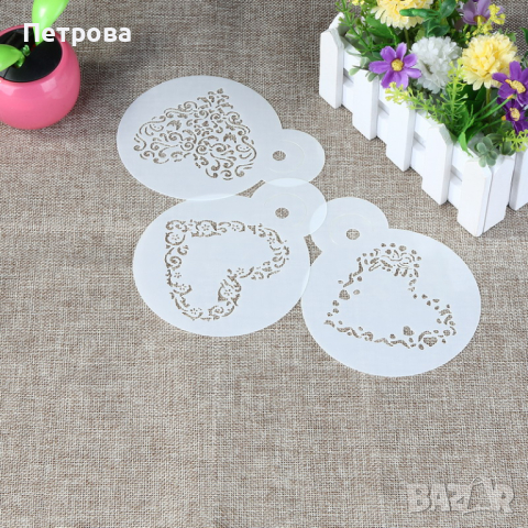  Шаблони за декорация за Св.Валентин на сладки, кафе, мляко и капучино – модел 1, снимка 1