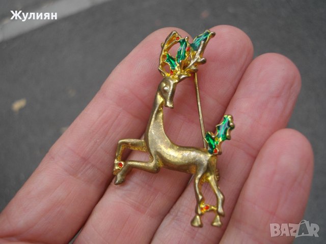 СТАРА БРОШКА ЕЛЕН С ЕМАЙЛ, снимка 3 - Антикварни и старинни предмети - 42124779