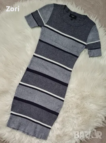 СТРАХОТНА рокля от фино памучно плетиво на сиви райета