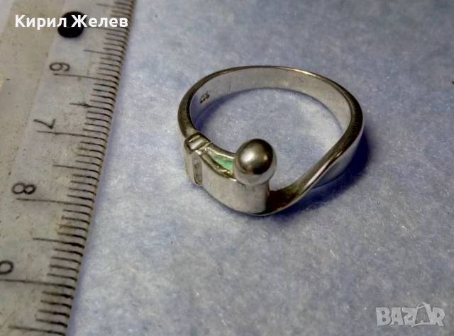 ИНТЕРЕСЕН ФИГУРАЛЕН СРЕБЪРЕН ПРЪСТЕН КОЛАН СРЕБРО 925 с БЯЛА ПОЗЛАТА и ЧАСТИЧНО АРТ ПАТИНИРАНЕ 48654