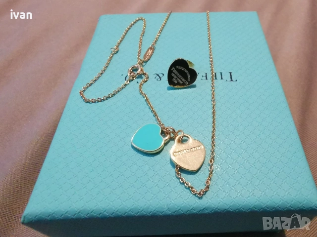 колие и обеци Tiffani 18к позлата в кутия 