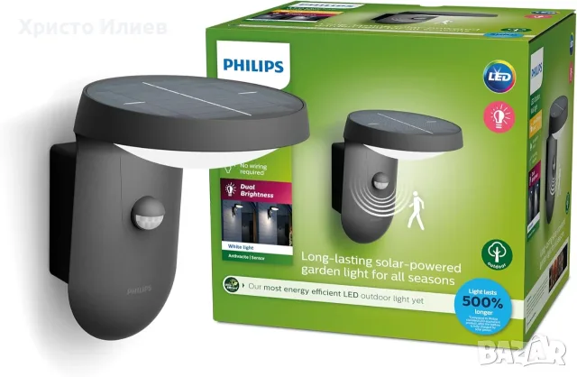 Външна стенна LED лампа Philips Tyla сензор за движение