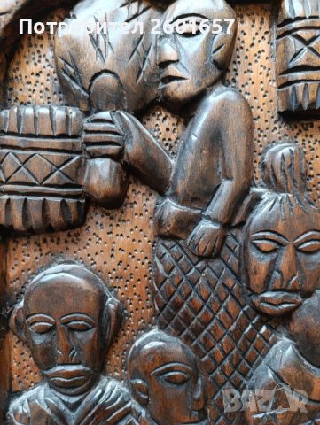 Старо африканско пано дърворезба., снимка 5 - Пана - 51171793